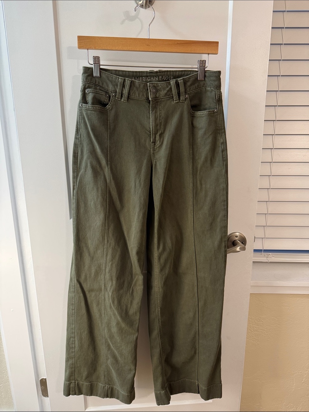 American Eagle Low‎ Rise Baggy Wide Leg Olive Jeans 26x30